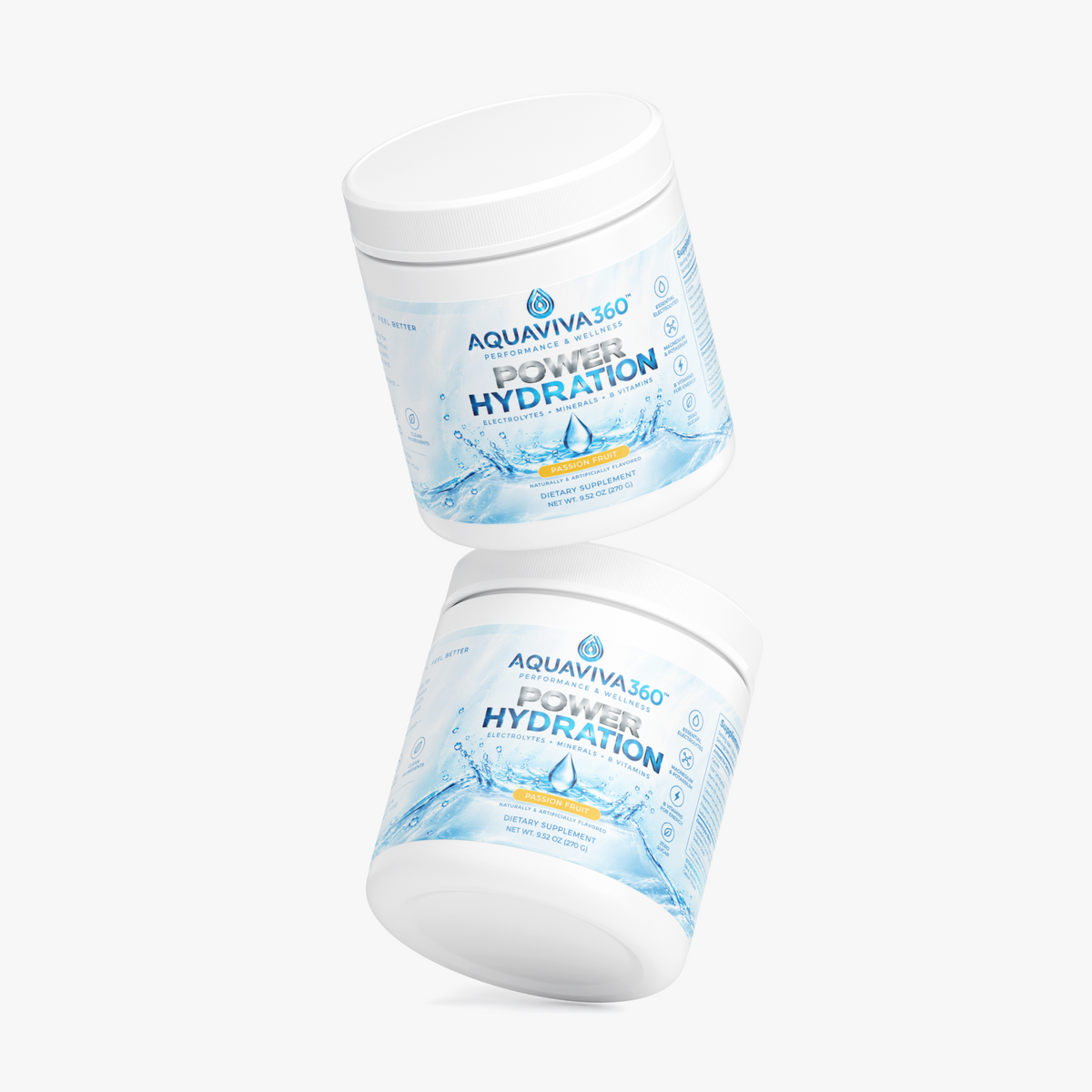 Hydration Powder (Passion Fruit), Polvo Hidratante de Maracuyá con Electrolitos Esenciales- AquaViva360