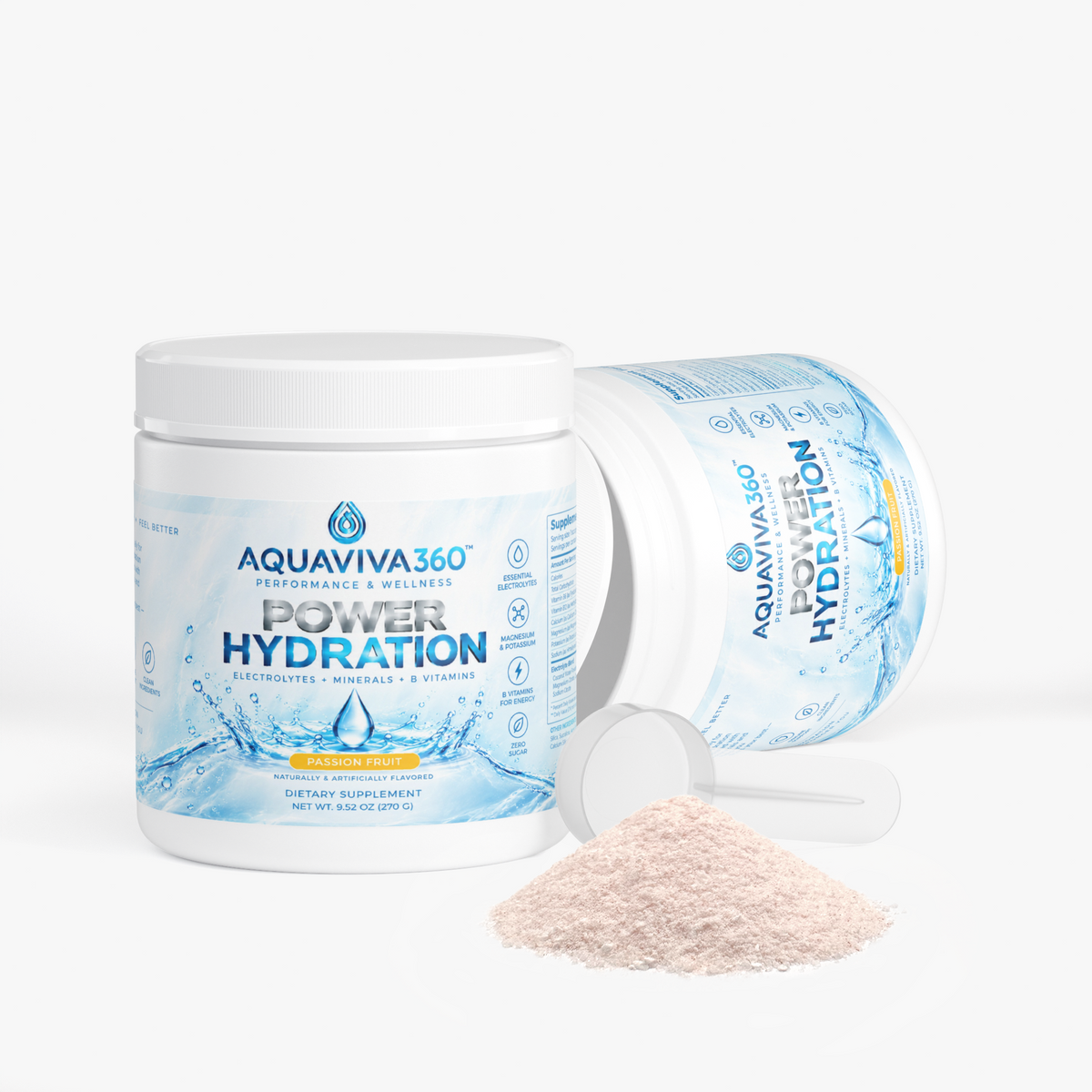 Hydration Powder (Passion Fruit), Polvo Hidratante de Maracuyá con Electrolitos Esenciales- AquaViva360