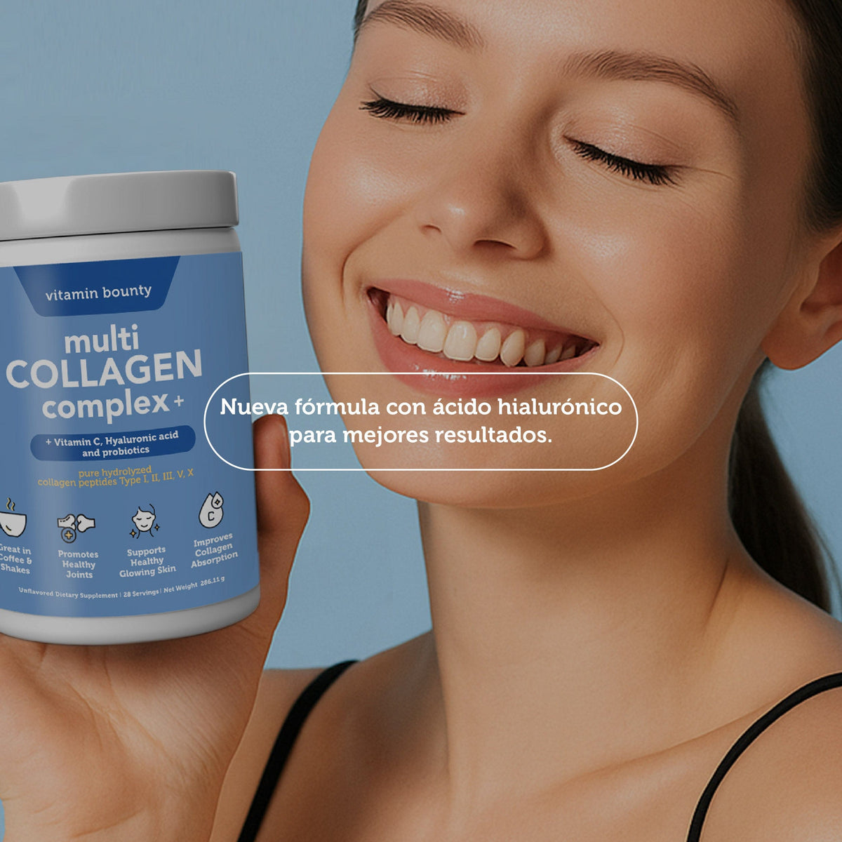 Colágeno Hidrolizado 5 en 1 con Ácido Hialurónico, Vitamina C y Probióticos (5-in-1 Hydrolyzed Collagen Complex with Hyaluronic Acid, Vitamin C & Probiotics - Aquaviva360)